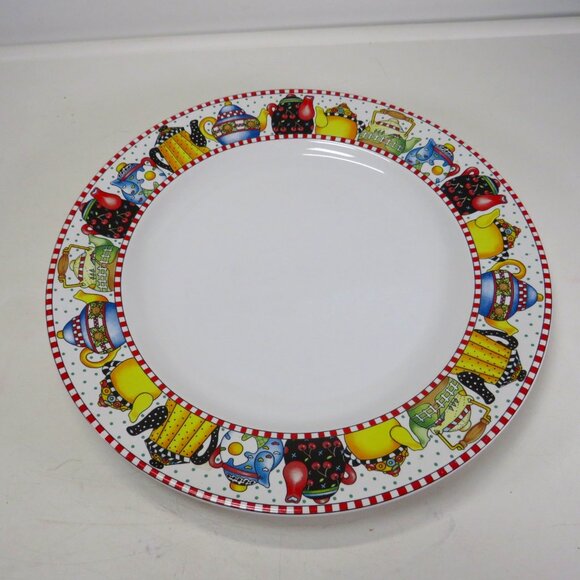 Mary Engelbreit 11" plate stoneware 1994 (1 1/2" tea pots rim) "Afternoon Tea" - Picture 1 of 8